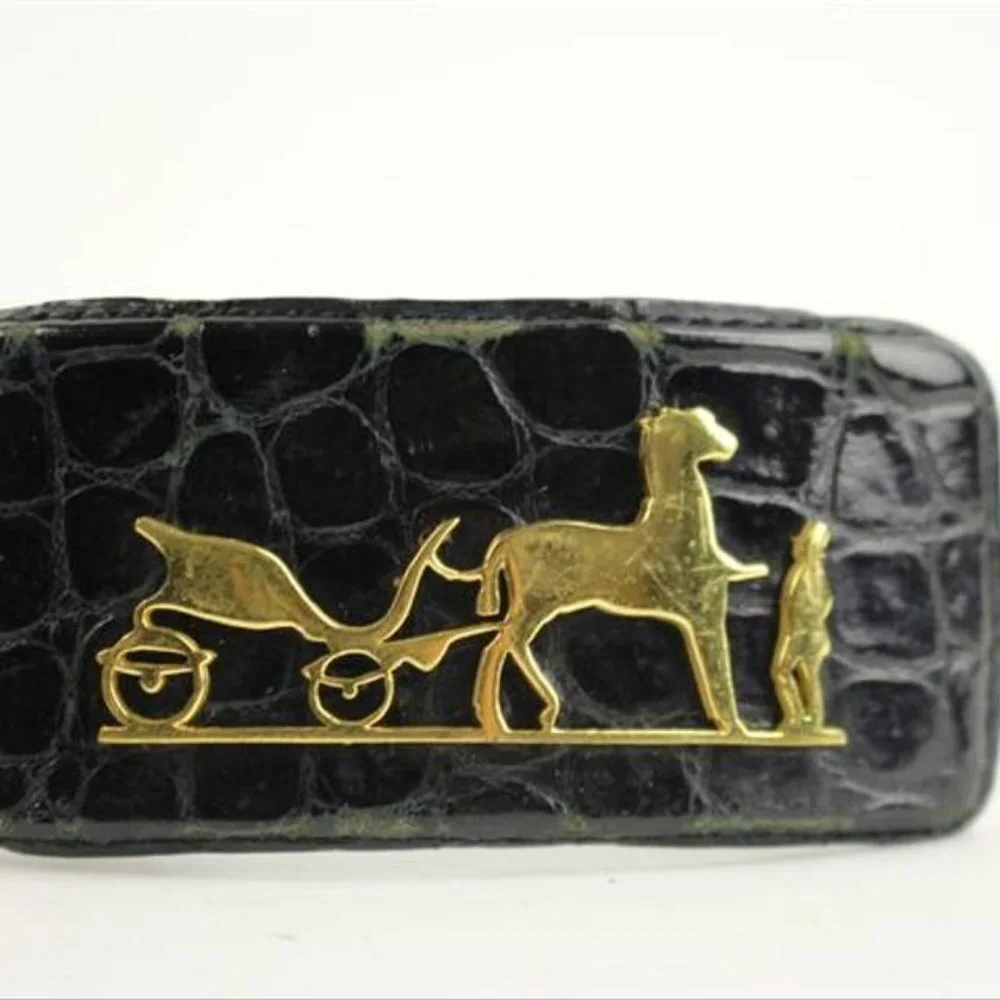 Hermès Crocodile Carriage Belt Black 106HERA823